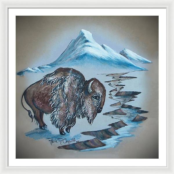 A lone cold Buffalo  - Framed Print