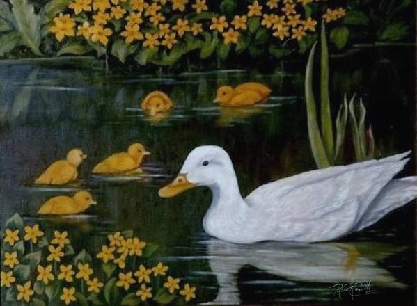 Patricia and her ducklings - Art Print