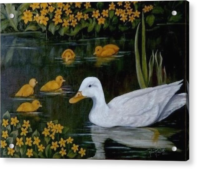 Patricia and her ducklings - Acrylic Print