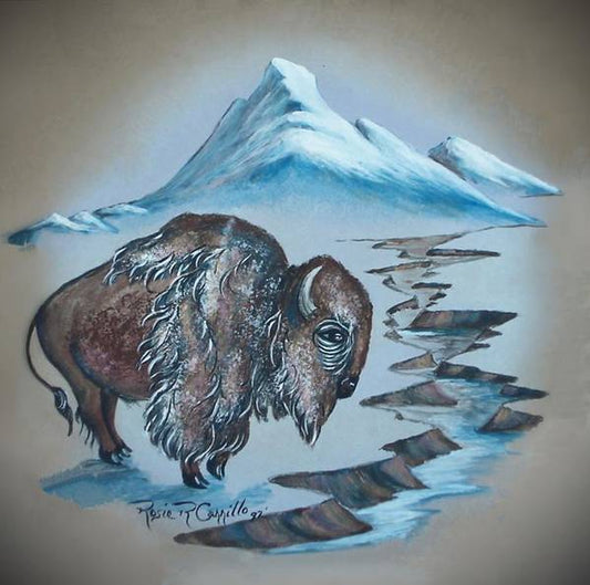 A lone cold Buffalo  - Art Print