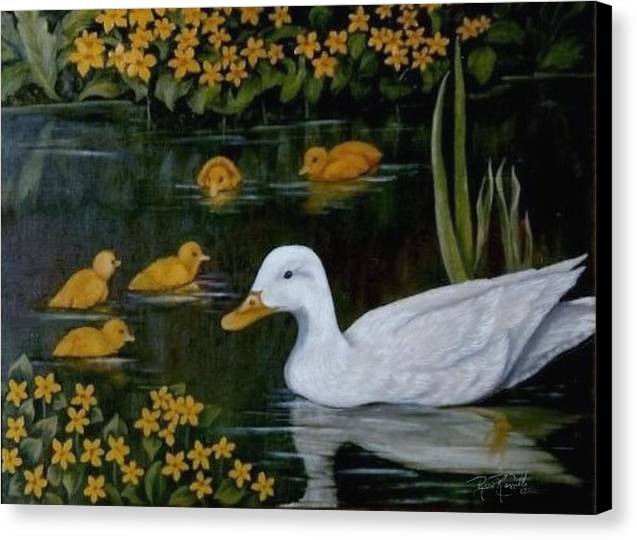 Patricia and her ducklings - Canvas Print