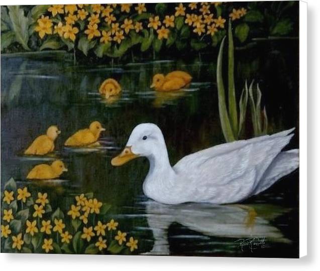 Patricia and her ducklings - Canvas Print